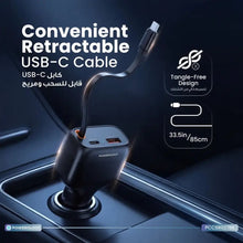 Load image into Gallery viewer, Powerology Cyber 81W USB-C Retractable Car Charger - Black
