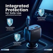 Load image into Gallery viewer, Powerology Cyber 81W USB-C Retractable Car Charger - Black
