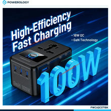Load image into Gallery viewer, Powerology VoltVoya Travel Adaptor With PD 100W TFT Display Type-C X4 - Black
