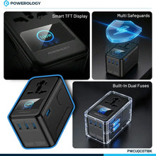 Load image into Gallery viewer, Powerology VoltVoya Travel Adaptor With PD 100W TFT Display Type-C X4 - Black
