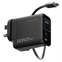 Load image into Gallery viewer, Powerology 100W TFT Adapter Retractable Type-C Cable 70CM- Black
