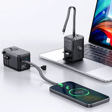 Load image into Gallery viewer, Powerology PD 20W Universal Travel Adapter With BuiltIin Power Bank 4000mAh Max 2500W - Black
