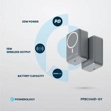 Load image into Gallery viewer, Powerology PD20W MagSafe Wireless Power Bank 30000mAh - Dark Grey - CVRGRM
