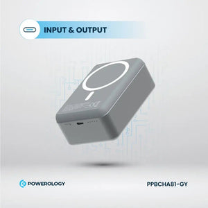Powerology PD20W MagSafe Wireless Power Bank 30000mAh - Dark Grey - CVRGRM