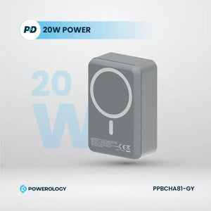 Powerology PD20W MagSafe Wireless Power Bank 30000mAh - Dark Grey - CVRGRM