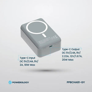 Powerology PD20W MagSafe Wireless Power Bank 30000mAh - Dark Grey - CVRGRM