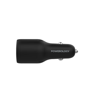 Powerology 65W PD + QC3.0 LED Dual Ports Car Charger - Black