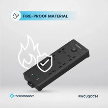 Load image into Gallery viewer, Powerology 6AC Sockets 2500W 3 Meter Power Strip With 2 USB-C Ports &amp; 2 USB-A Port - Black
