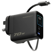 Load image into Gallery viewer, Powerology 70W TFT Adapter with Retractable Type-C Cable  70CM- Black
