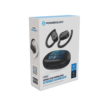 Load image into Gallery viewer, Powerology ENC TWS Air Conduction Earbuds and Charging Case with Display 40mAh8 - Black
