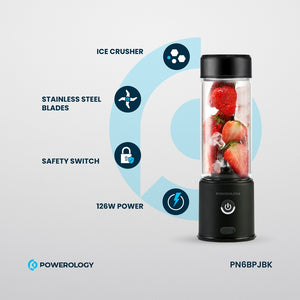 Powerology New 6-Blade Portable Juicer 450mL 126W - Black