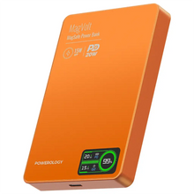 Load image into Gallery viewer, Powerology NIRVANO 5-In-1 Travel Combo Kit | 2.8L Travel Bag | 75W Car Charger | 1000mAh MagSafe Powerbank | 60W Type-C 1M Cable | 45W GaN Wall Charger - Black/Orange
