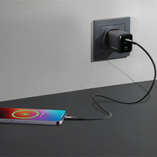Load image into Gallery viewer, Powerology Volt-X 45W Dual USB-C PD Wall Charger with USB-C to USB-C Cable - Black
