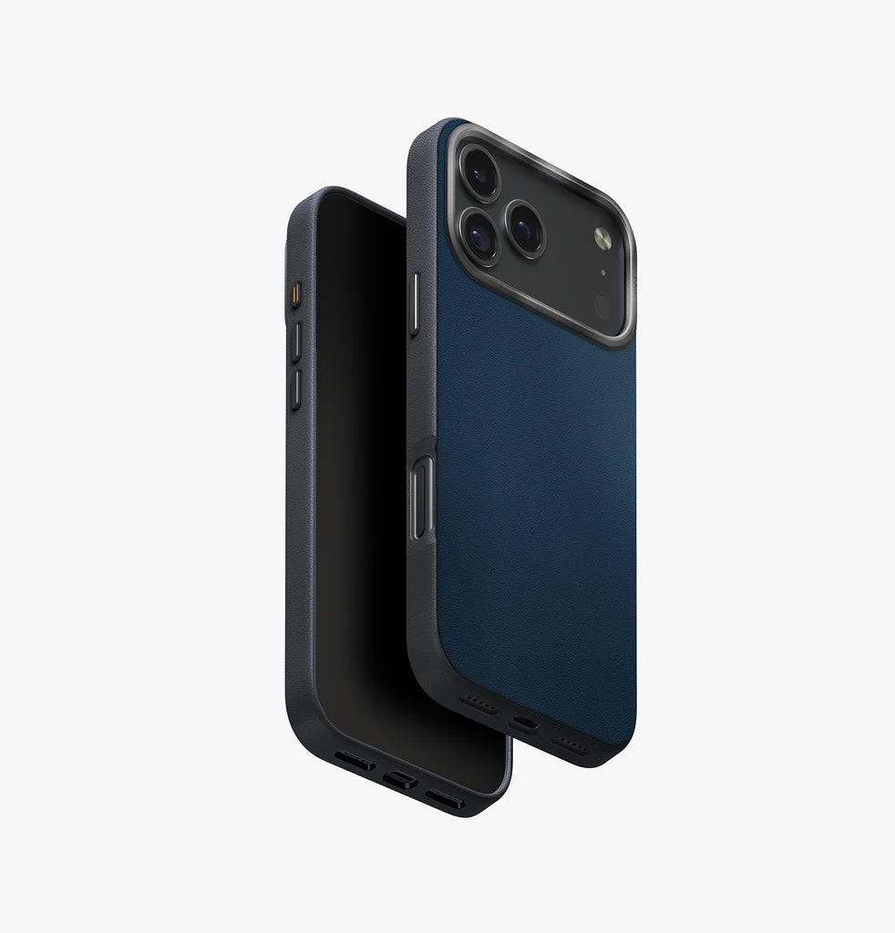 UNIQ iPhone 17 Pro Max 6.9 Lyden DS Dual-Tone Premium Leatherette Case - Steel Blue Charcoal