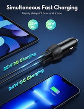 Load image into Gallery viewer, RAVPOWER 2 Port 49W Fast Car Charger with 1M Lightning Cable
