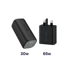 Load image into Gallery viewer, RAVPOWER 2-in-1 Combo Super PD Pioneer 10400mAh 30W 2-Port Power Bank &amp; 65W Wall Charger - Black
