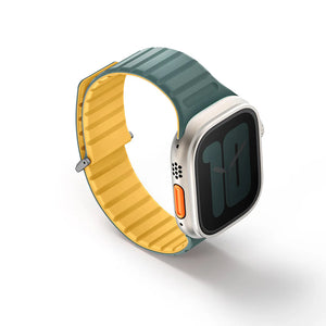 Uniq  Revix Evo Reversible Magnetic Silicone Strap ( 49/45/44/42mm)-Green/Burnt Yellow