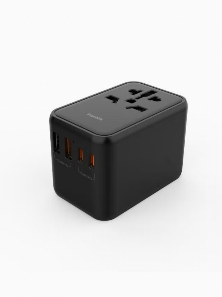 Blupebble Passport Two World Travel Adapter with 2 USB-C + 2 USB-A ports, 65W PD Fast Charge