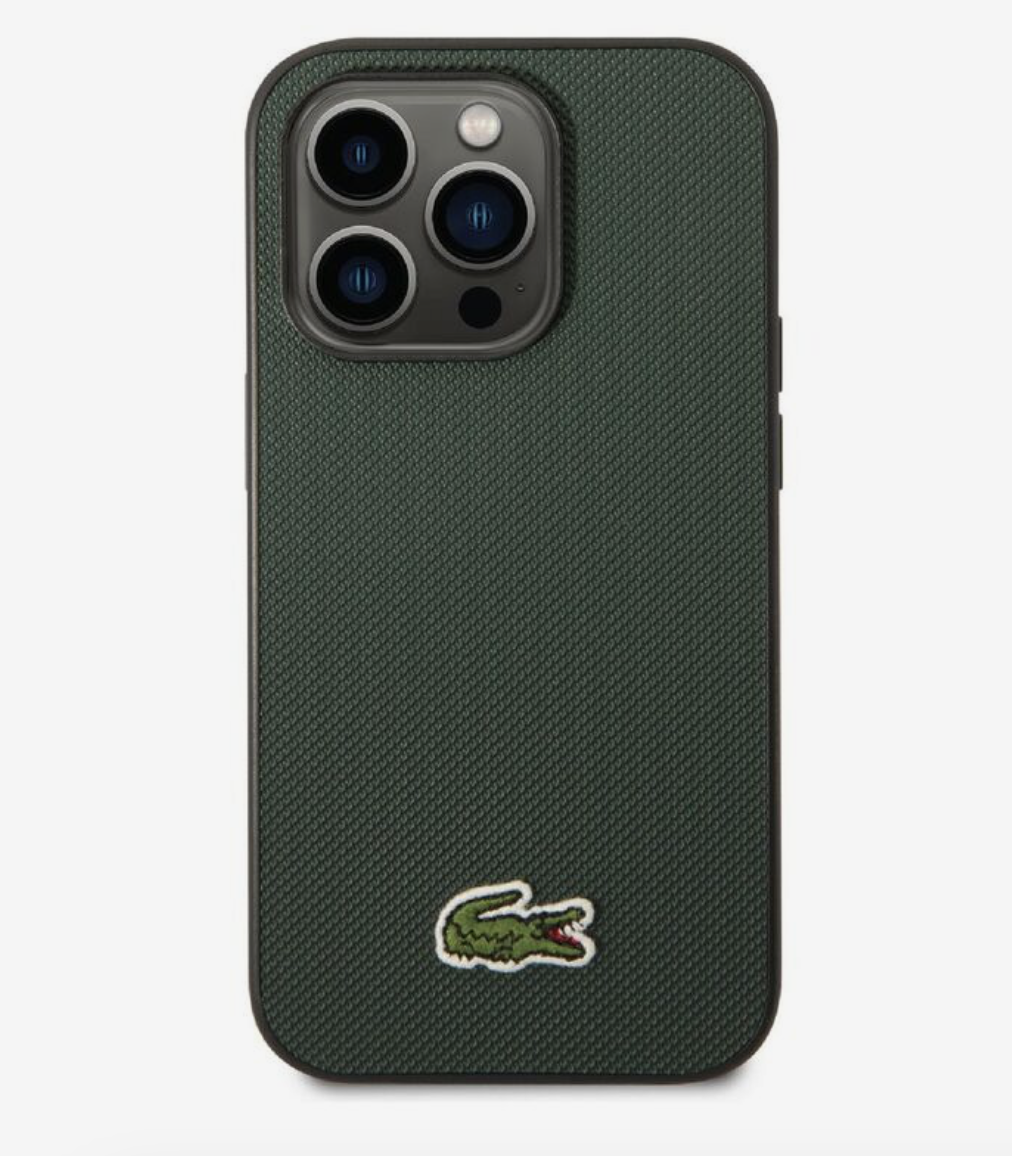 Lacoste Hard Case Iconic Petit Pique PU Woven Logo Estragon For iPhone 14 Pro Max - Sinople Green