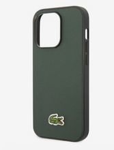 Load image into Gallery viewer, Lacoste Hard Case Iconic Petit Pique PU Woven Logo Estragon For iPhone 14 Pro -  Sinople Green
