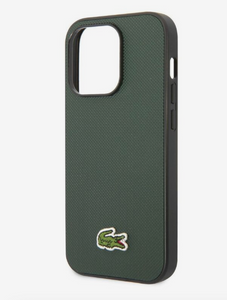 Lacoste Hard Case Iconic Petit Pique PU Woven Logo Estragon For iPhone 14 Pro -  Sinople Green
