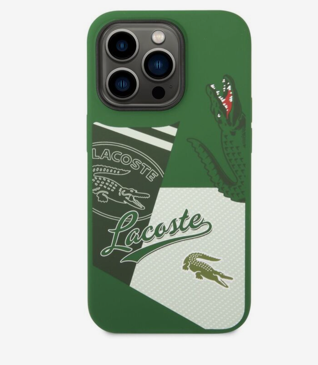 Lacoste Hard Case Liquid Silicone / Microfiber Patchwork B For iPhone 14 Pro - Green