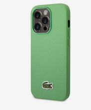 Load image into Gallery viewer, Lacoste Hard Case Iconic Petit Pique PU Woven Logo Estragon For iPhone 14 Pro - Green
