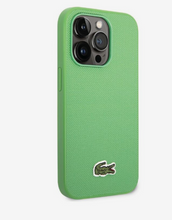 Load image into Gallery viewer, Lacoste Hard Case Iconic Petit Pique PU Woven Logo Estragon For iPhone 14 Pro - Green
