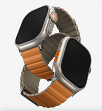 Load image into Gallery viewer, Uniq Revix-Leather &amp; Silicone Style/ Reversible Magnetic Premium Edition(49/45/44/42mm)-Orange/Khaki
