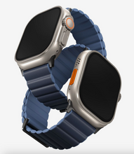Load image into Gallery viewer, Uniq Revix-Leather &amp; Silicone Style Reversible Magnetic Premium Edition (49/45/44/42mm) - Prussian/Mist Blue
