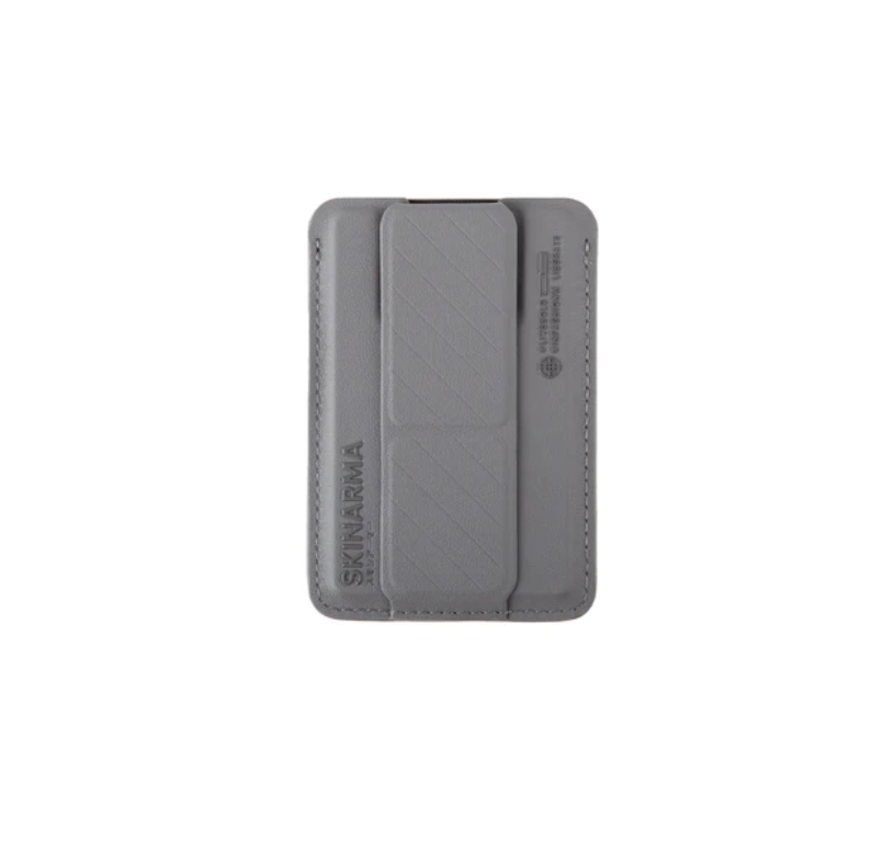 SKINARMA MAG-CHARGE CARD HOLDER WITH GRIP STAND ~ Light Gray