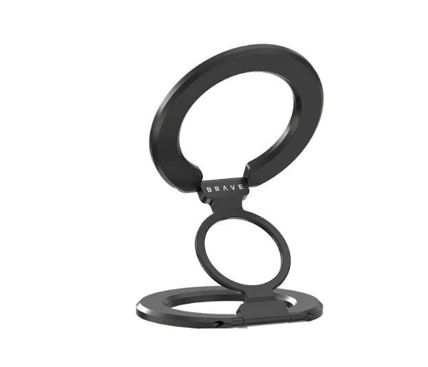 BRAVE 3-in-1 Magnetic Ring Holder & Kickstand | 360° Rotatable | MagSafe Compatible | Universal Phone Grip Stand- Black