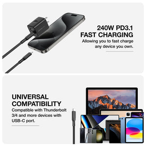 AT THUNDER PRO WITH HOLDER USB-C TO USB-C 5.0A 240W GEN2 0.2M CABLE