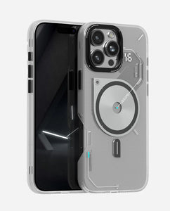 A16 Frosted Case for iPhone 16 Pro | Subtle Glow-in-the -Dark | Translucent Gray & White | MagSafe