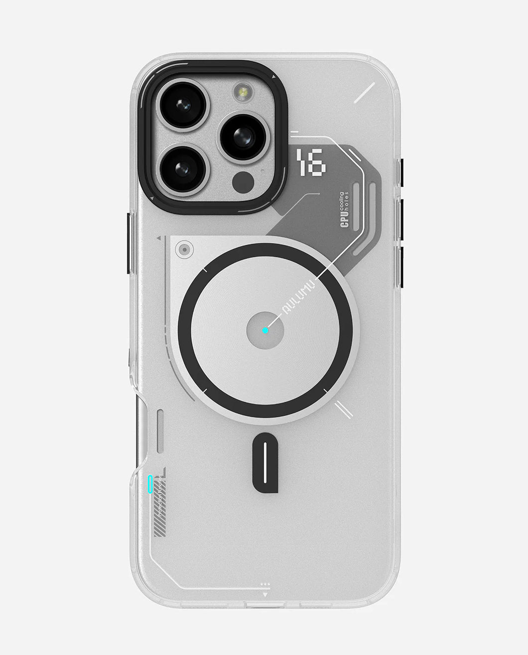 A16 Frosted Case for iPhone 16 Pro | Subtle Glow-in-the -Dark | Translucent Gray & White | MagSafe