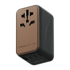 Momax 1-World 4-Port GaN Travel Charger 170W + USB-C Cable - Sandstone