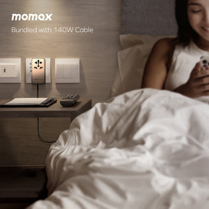 Momax 1-World 4-Port GaN Travel Charger 170W + USB-C Cable - Sandstone