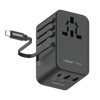 MOMAX 1-WORLD 70W GAN 3 PORT WITH BUILT-IN USB-C CABLE AC TRAVEL ADAPTOR