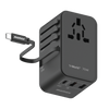 Momax 1-World 70W GaN 3 Port With Built-In USB-C Cable AC Travel Adaptor - Black