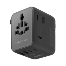 Load image into Gallery viewer, Momax 1-World2 35W 5 Port Dual AC Travel Adaptor - Black
