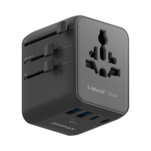Load image into Gallery viewer, Momax 1-World2 35W 5 Port Dual AC Travel Adaptor - Black
