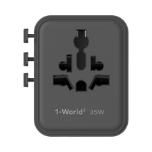 Load image into Gallery viewer, Momax 1-World2 35W 5 Port Dual AC Travel Adaptor - Black
