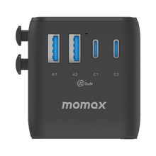 Load image into Gallery viewer, Momax 1-World2 35W 5 Port Dual AC Travel Adaptor - Black

