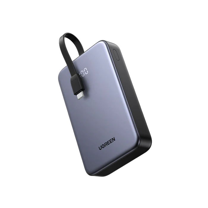UGREEN Nexode 20000mAh Power Bank with Built-In USB-C Cable - Gray