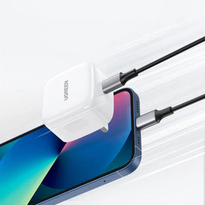 UGREEN USB C GaN Fast Charger 20W Adapter with USB-C 1M Cable - White