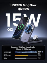 Load image into Gallery viewer, UGREEN Qi2 15W MagFlow 3-IN-1 MagSafe Charger For Watch | Airpod | Phone with 30 W Type-C Charger
