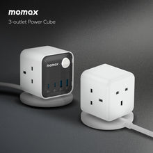 Load image into Gallery viewer, Momax 1-Charge Work Flow 3-Outlet GaN Power Cube 30W with USB Ports
