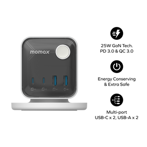 Momax 1-Charge Work Flow 3-Outlet GaN Power Cube 30W with USB Ports