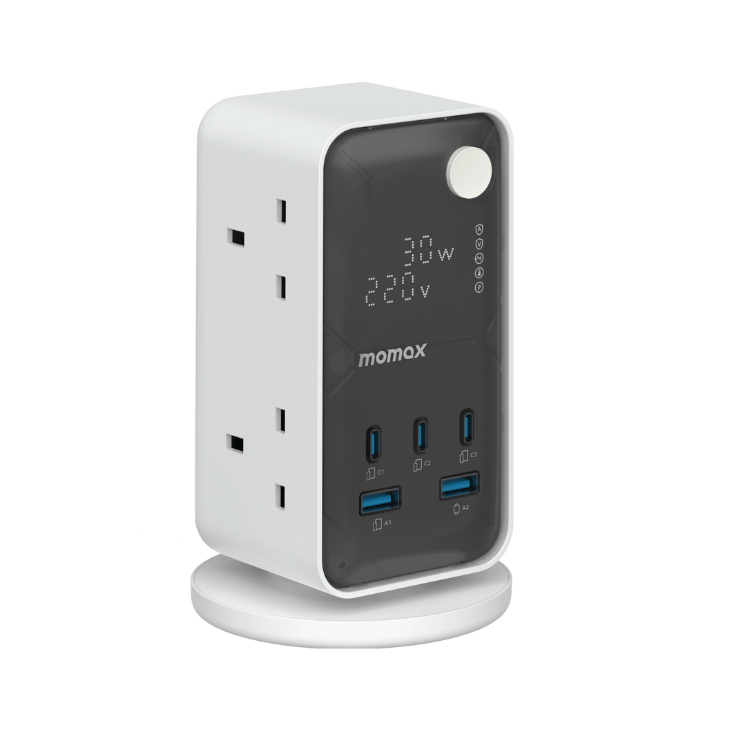 Momax 1-Charge Work Flow 6-Outlet GaN Power Tower 35W with USB Ports