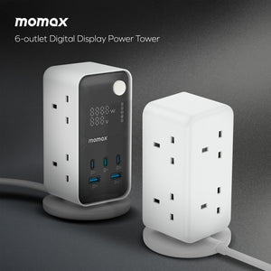 Momax 1-Charge Work Flow 6-Outlet GaN Power Tower 35W with USB Ports